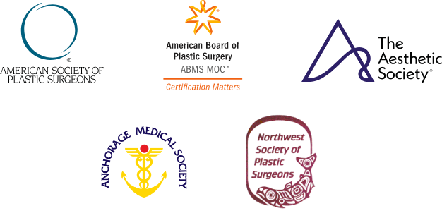 Credentials logos, ASPS, ABPS, The Aesthetic Society, Anchorage Medical Society, NSPS
